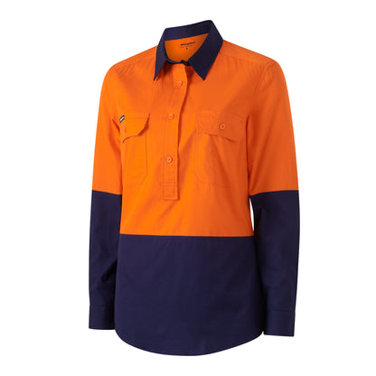 King Gee K44211 Womens Workcool Vented Closed Front Spliced Shirt