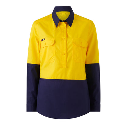 King Gee K44211 Womens Workcool Vented Closed Front Spliced Shirt