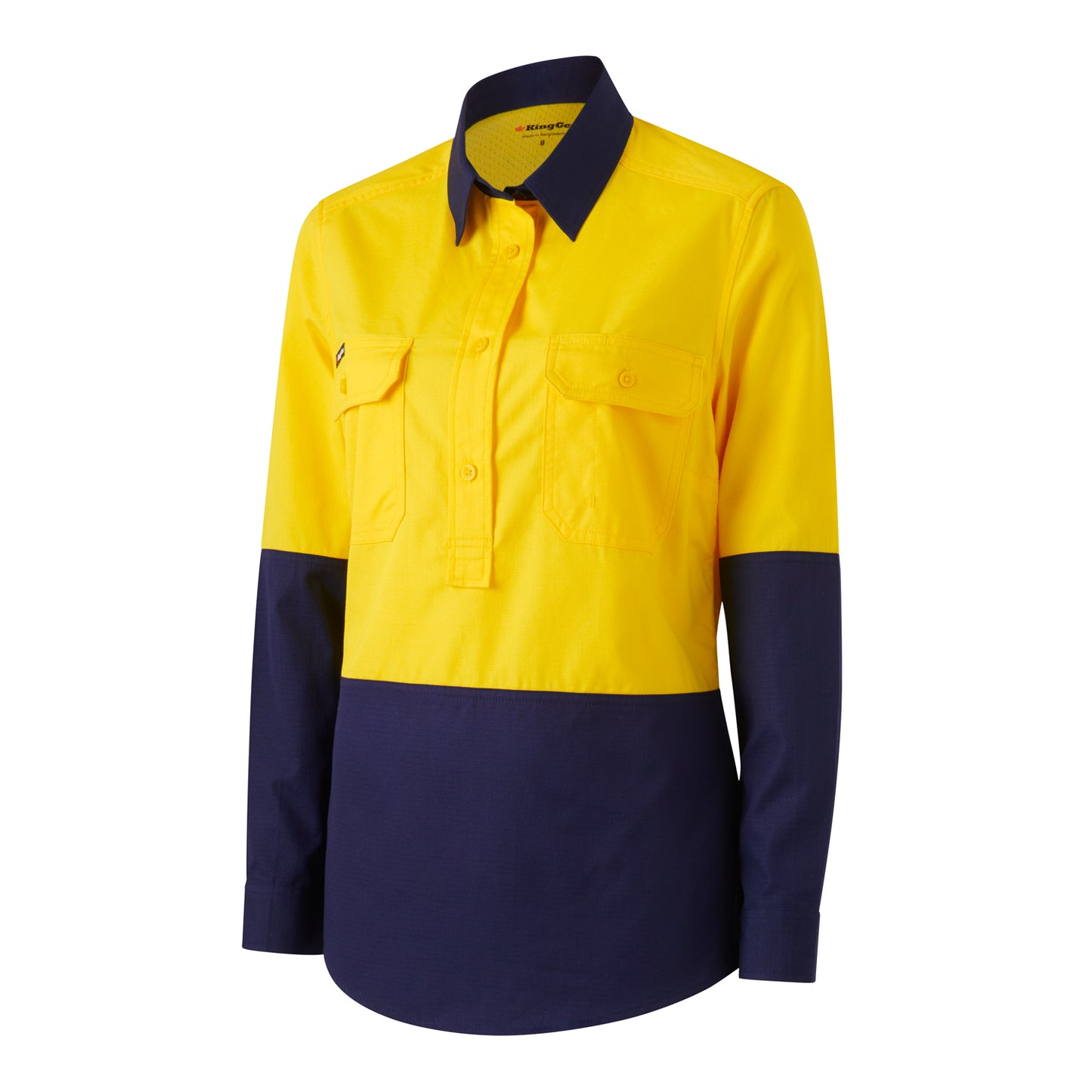 King Gee K44211 Womens Workcool Vented Closed Front Spliced Shirt