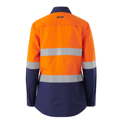 King Gee K44227 Womens Workcool Vented Spliced Spliced Shirt Taped Long Sleeve