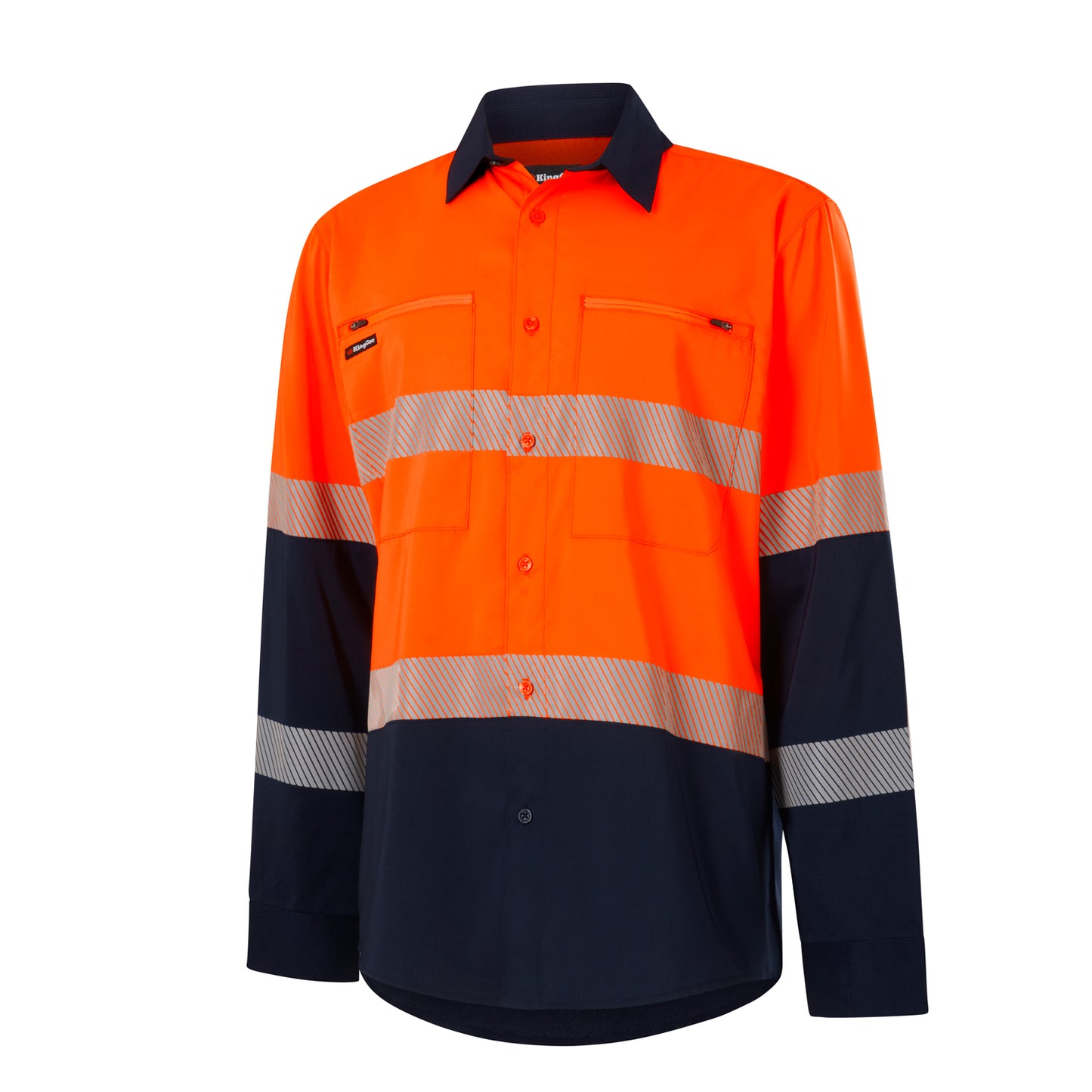 King Gee K54037 DryCool Hi Vis Spliced Taped Shirt Long Sleeve Shirt