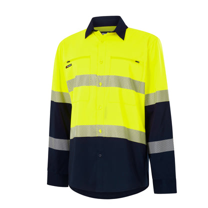 King Gee K54037 DryCool Hi Vis Spliced Taped Shirt Long Sleeve Shirt