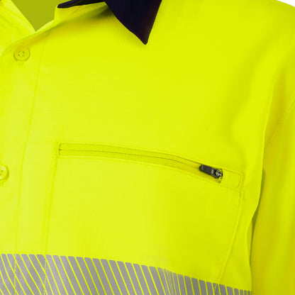 King Gee K54037 DryCool Hi Vis Spliced Taped Shirt Long Sleeve Shirt