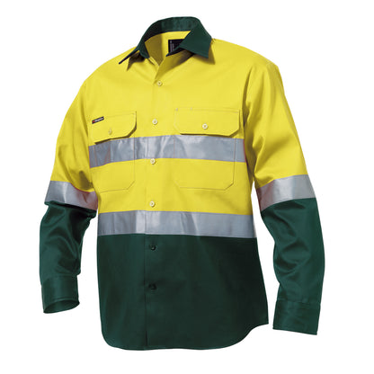 King Gee K54315 Originals Hi-Vis Reflective Two Tone Long Sleeve Work Shirt