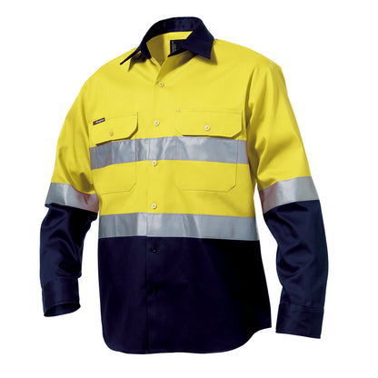 King Gee K54315 Originals Hi-Vis Reflective Two Tone Long Sleeve Work Shirt