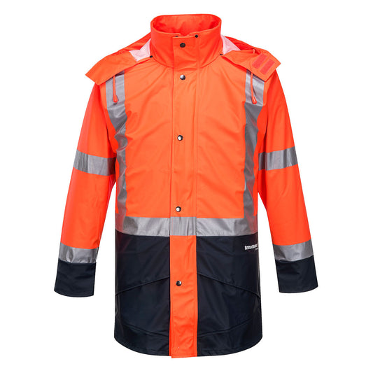 Portwest Huski Farmers Hi-Vis Contrast Jacket in Orange/Navy
