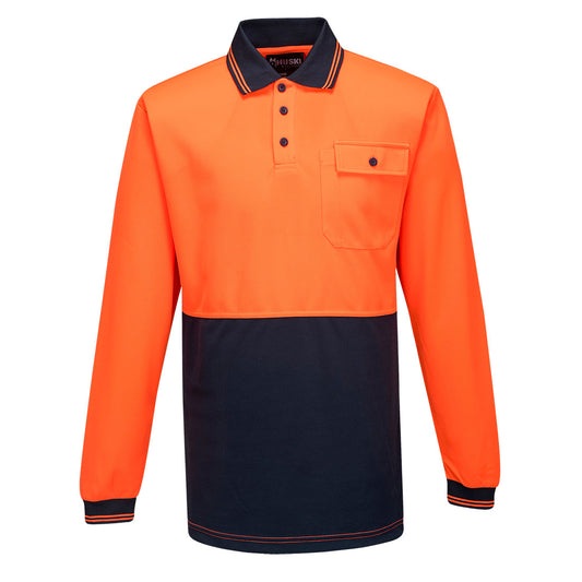 Portwest Driver Long Sleeve in Orange/Navy