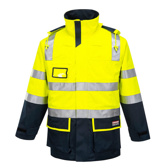 Portwest Huski FR Class D/N Flash Jacket in Yellow/Navy
