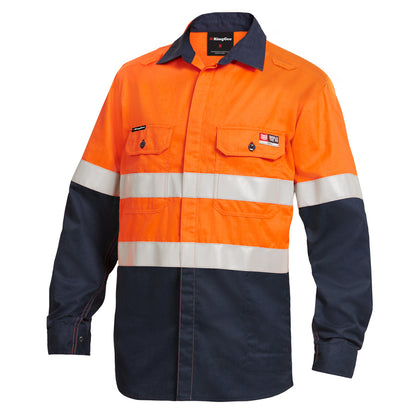 King Gee K84000 Shieldtec LENZING FR Hi-Vis Spliced Open Front Taped Shirt PPE2