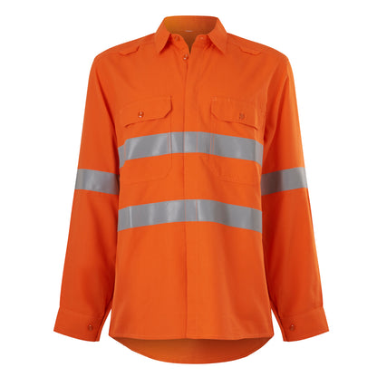 King Gee K84001 Shieldtec LENZING FR Hi-Vis Spliced Open Front Taped Shirt PPE2