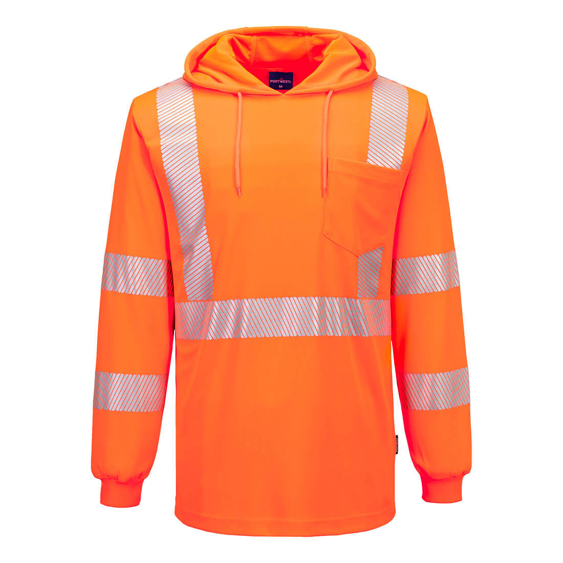 Portwest Hi-Vis Lightweight Hooded T-Shirt L/S in Orange