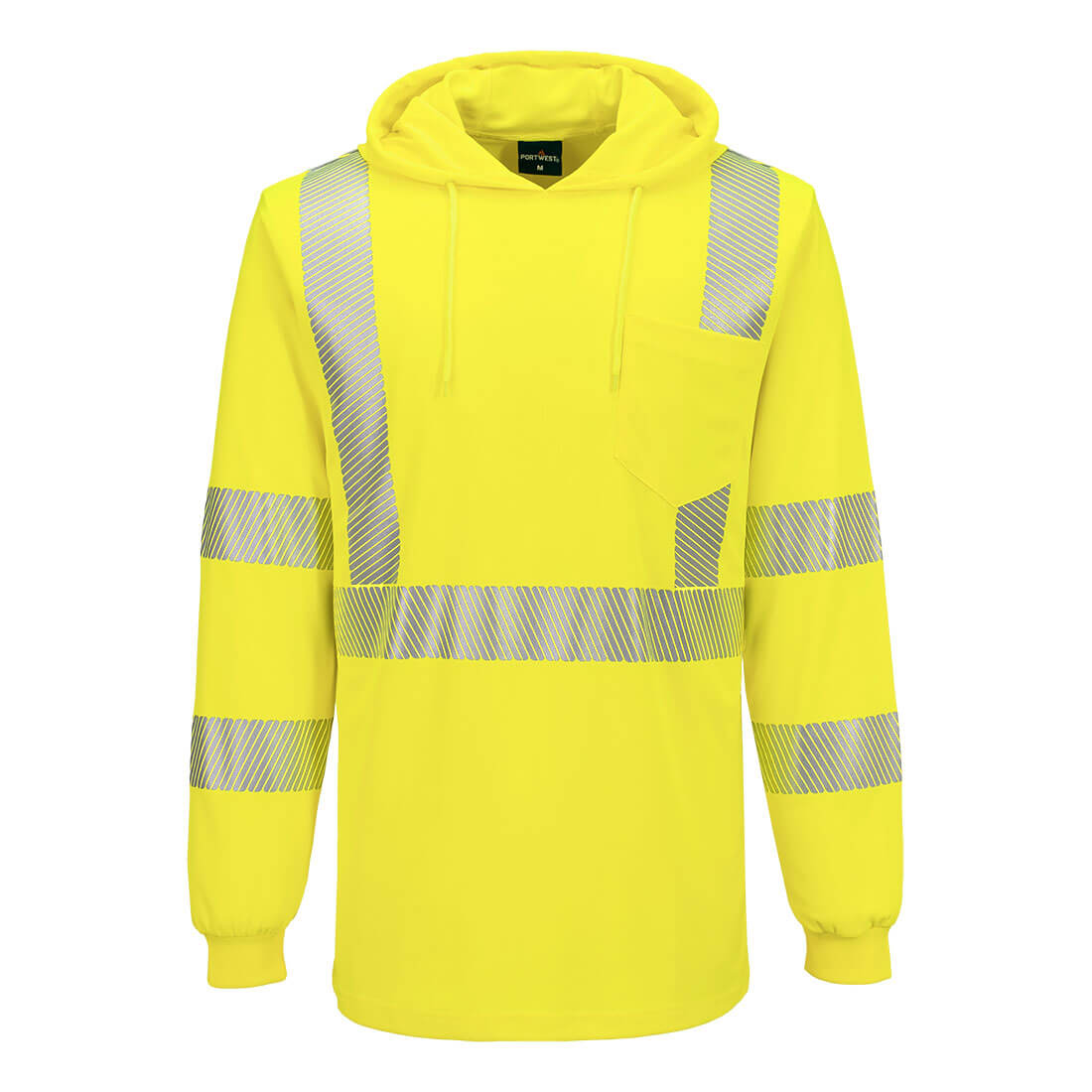 Portwest Hi-Vis Lightweight Hooded T-Shirt L/S in Yellow