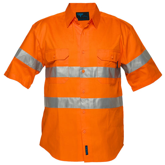 Portwest Hi-Vis Regular Weight Short Sleeve Shirt with Tape in Orange