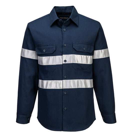 Portwest Geelong Hi-Vis Class N Shirt L/S in Navy