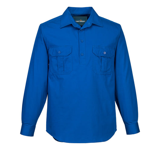 Portwest Adelaide Shirt, Long Sleeve, Light Weight in Cobalt Blue