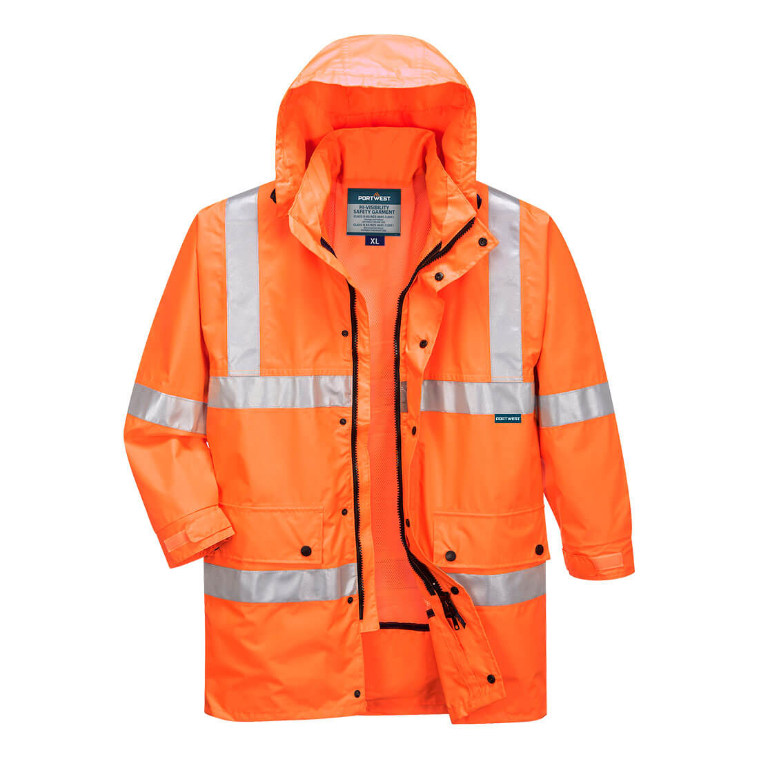 Portwest Argyle Hi-Vis Rain Traffic Jacket in Orange