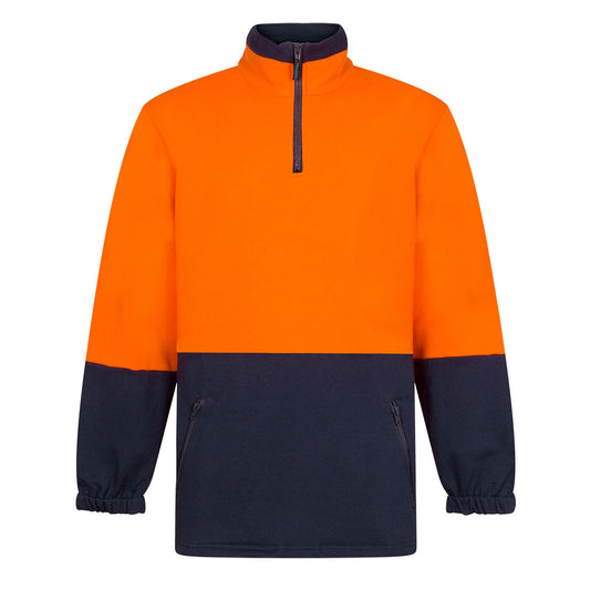 Portwest Hi-Vis Contrast 1/4 Zip Class D Brush Fleece in Orange/Navy