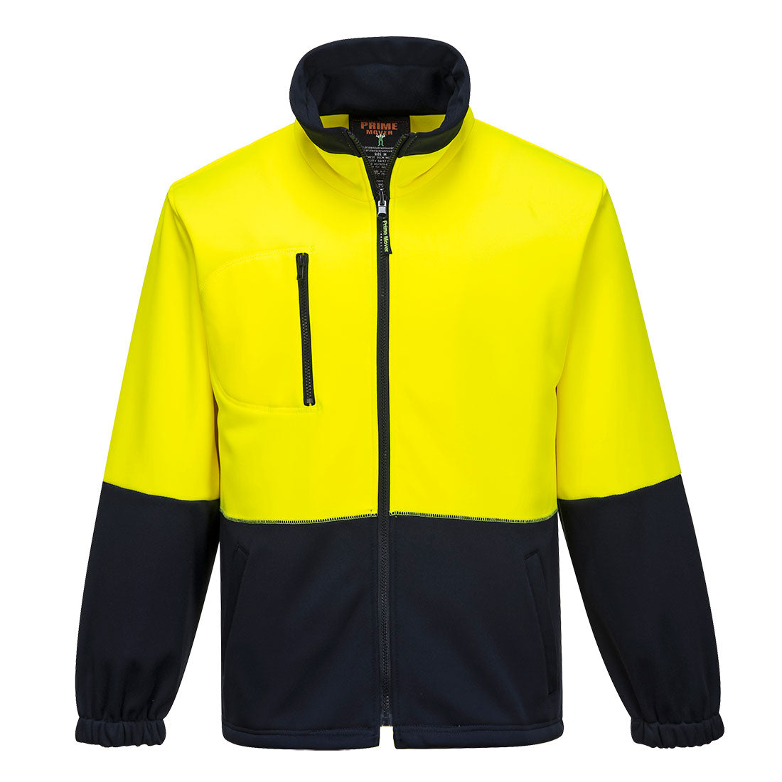 Portwest Hi-Vis Water Repellent Contrast Zipped Class D Brush Fleece in Yellow/Navy