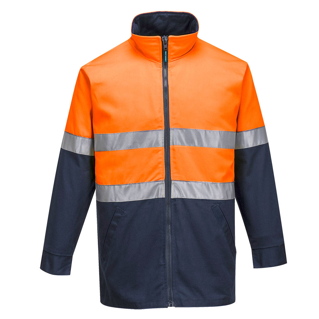 Portwest Hume Hi-Vis Contrast Work Jacket in Orange/Navy