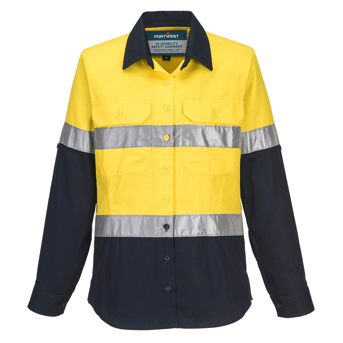 Portwest Hi-Vis Women's Contrast Shirt L/S in Yellow/Navy