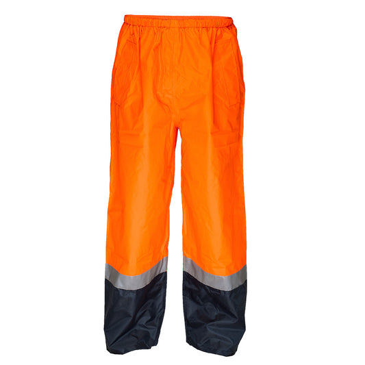 Portwest Hi-Vis Contrast Rain Pants in Orange/Navy
