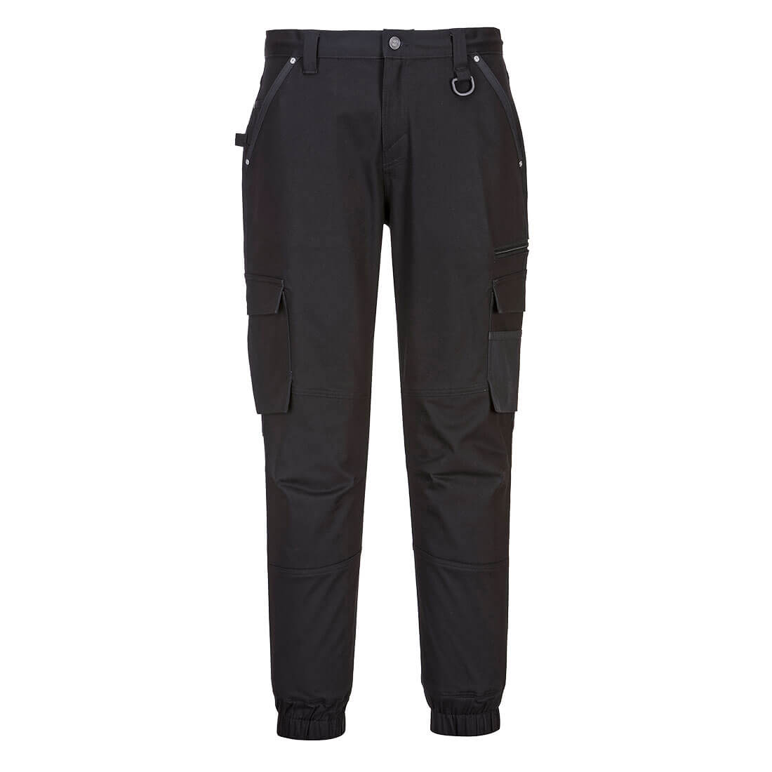 Portwest KX3 Stretch Slim Fit Cuffed Work Pants in Black