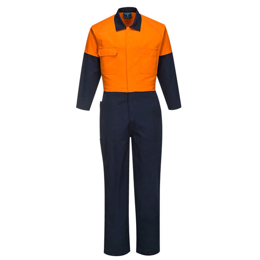 Portwest Hi-Vis Contrast Class D Coverall in Orange/Navy