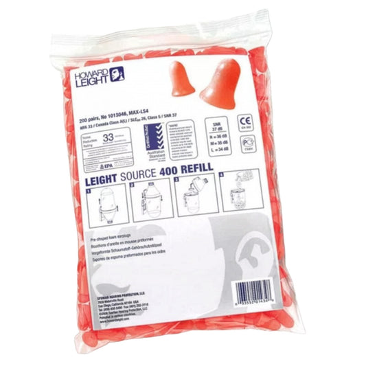 Howard Leight Maximum Uncorded Earplugs Refill Bag (200 Pairs)