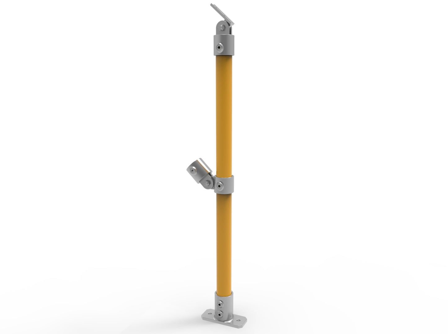 NoWeld Angled End Post Surface Mount - Galvanised and Powder Coated Yellow