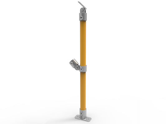 NoWeld Angled End Post Surface Mount - Galvanised and Powder Coated Yellow