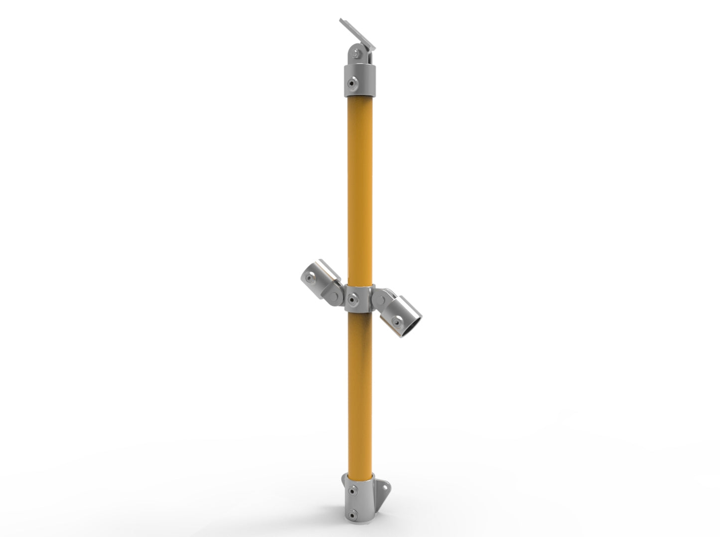 NoWeld Angled Through Post Vertical Mount - Galvanised and Powder Coated Yellow