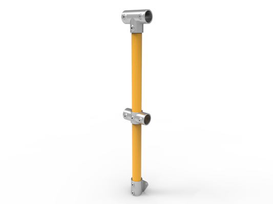 NoWeld Through Post Vertical Mount - Galvanised and Powder Coated Yellow