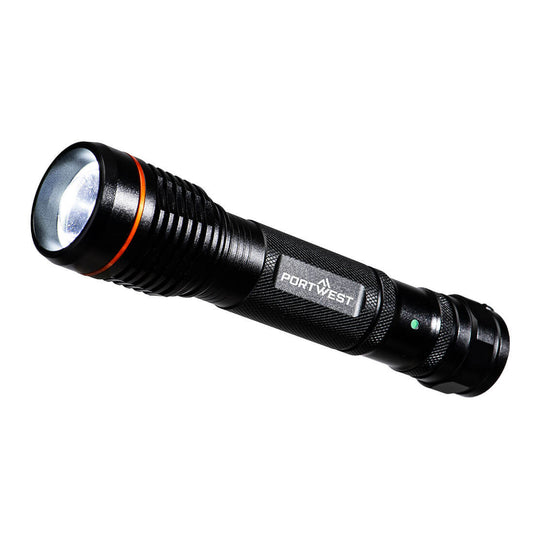 Portwest USB Rechargeable Torch in Black