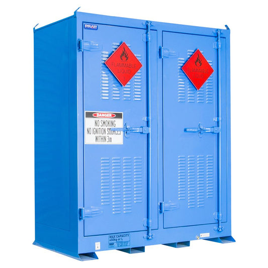 Pratt Safety Dangerous Goods Outdoor Storage Cabinet:450L - 2 Doors - 6 Shelves