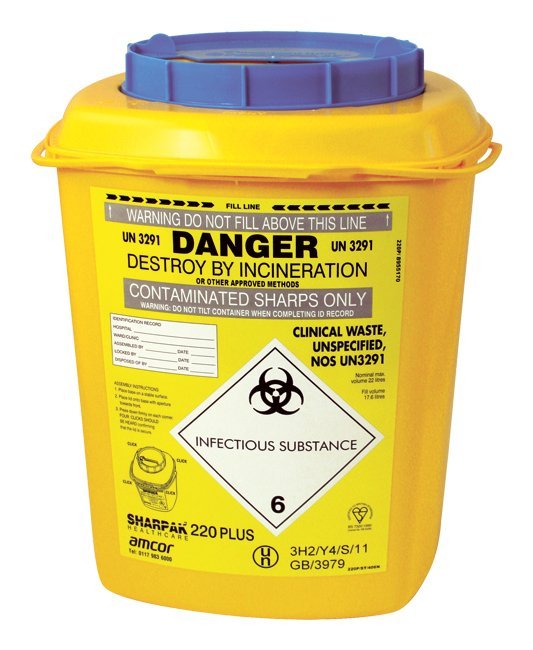 AMCOR PR2244 Sharps Container Sharpak 220 Blue Top 22L