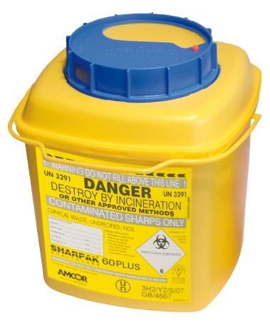 AMCOR PR2600 Sharps Container Sharpak 60 Blue Top 6L