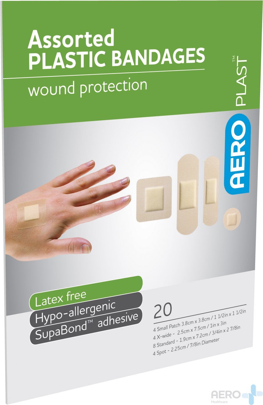 AERO HEALTHCARE AP104 Aeroplast Plastic Assorted Plasters Pack of 20