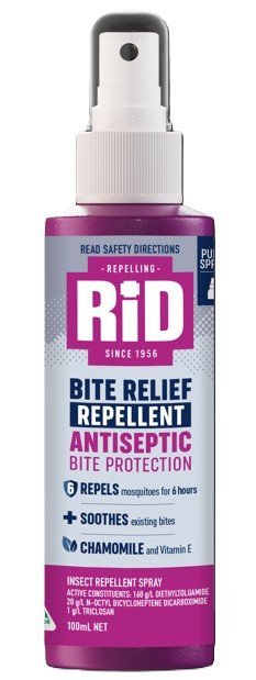 RID AUST RA238100 Rid Bite Relief 6-Hour Antiseptic Repellent Pump Spray 100mL