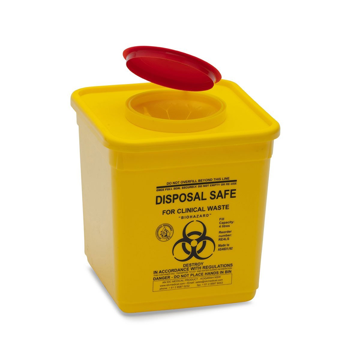 IDC RE4LS Sharps Container Yellow Square 4.75L