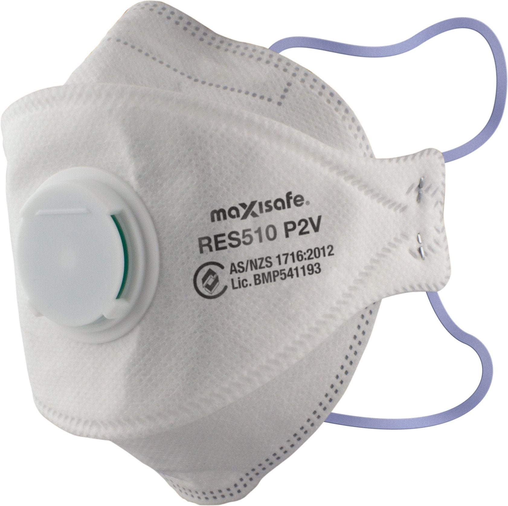 Maxisafe RES510 P2 3-Panel Flat fold Respirator with valve, box 20