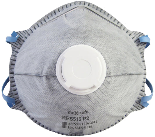 Maxisafe RES515 P2 Conical Respirator with Carbon and Valve, Box 10