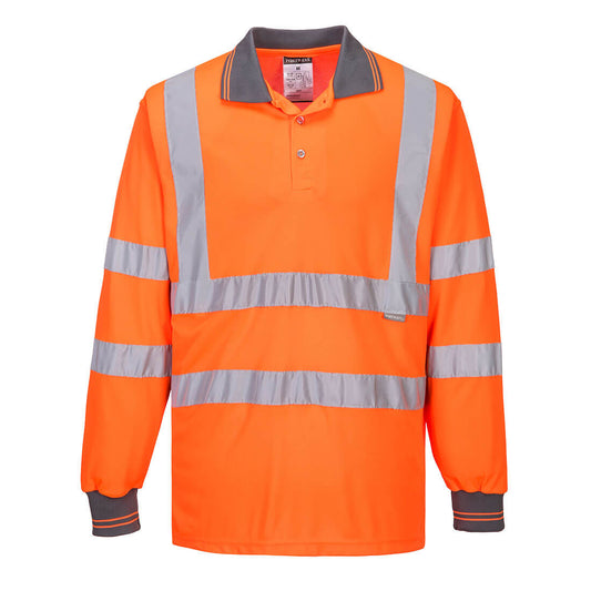 Portwest Hi-Vis Polo Shirt L/S in Orange