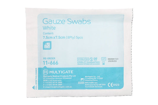 MULTIGATE MEDICAL GS575-1 Sterile Gauze Swabs 7.5cm 8 Ply Pack of 5