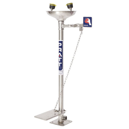 Pratt Safety Pedestal Mounted Eye Wash With Bowl & Foot Treadle