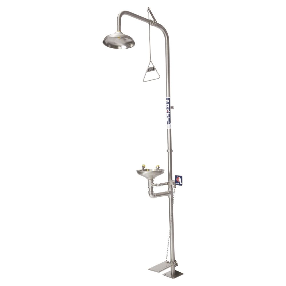Pratt Safety Combination 304SS Shower With Eye Wash, Bowl And Foot Treadle