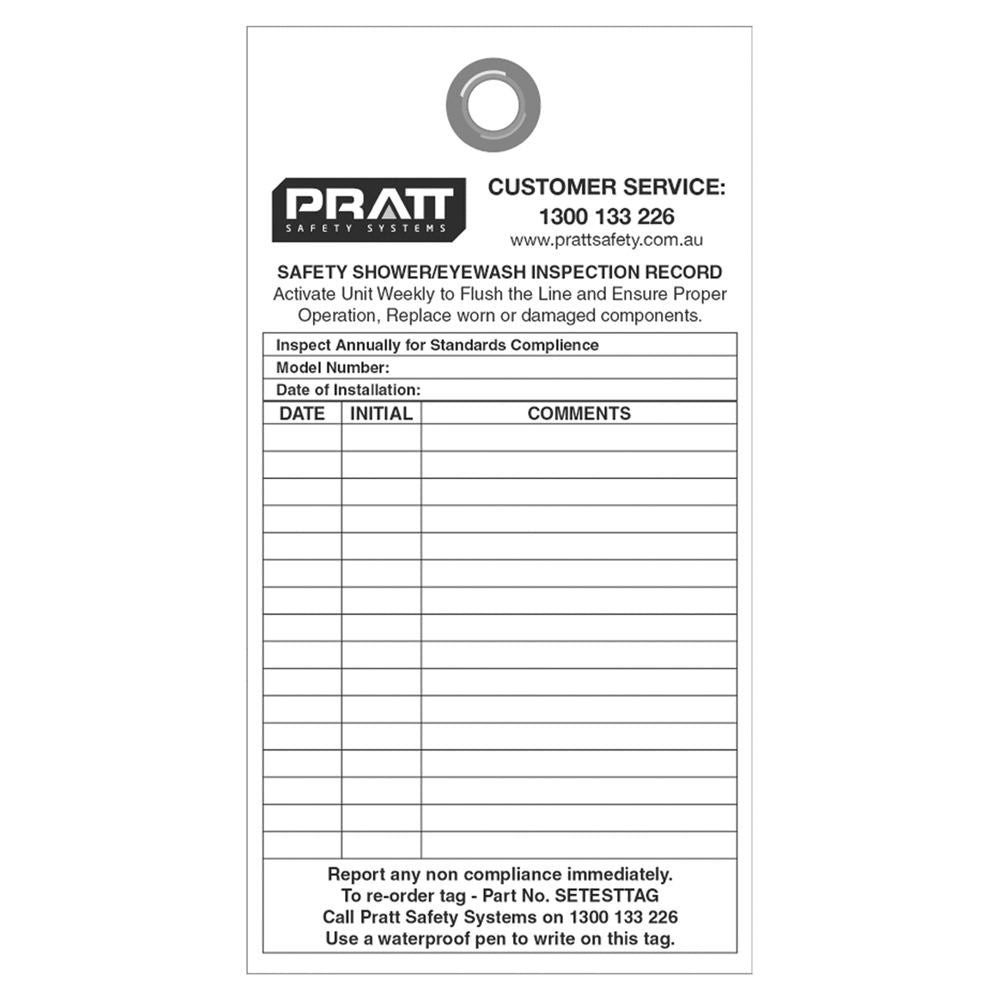 Pratt Safety Shower And Eye Wash Test Tag - Pack Of 10