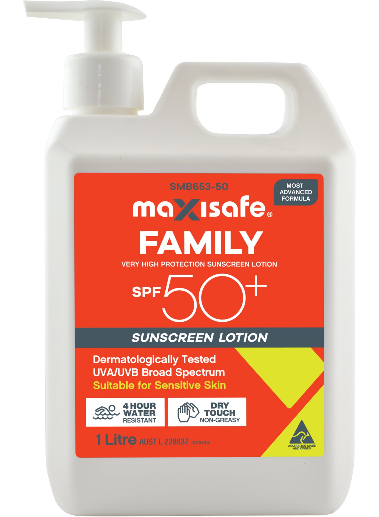 Maxisafe SMB653-50 SPF 50+ Sunscreen Lotion, 1ltr pump