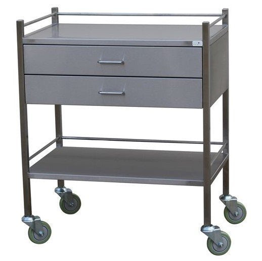 DALCROSS MEDICAL EQUIPMENT T9060 Trolley Stainless Steel Double 2 Drawer W80cm x D50cm x H97cm