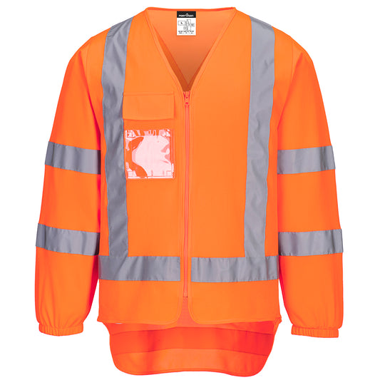 Portwest TTMC-W17 Hi-Vis X Back Zipped Vest L/S in Orange