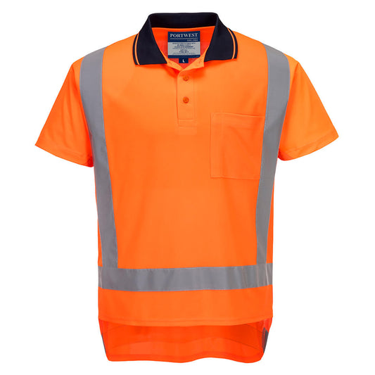 Portwest TTMC-W17 Hi-Vis X Back Polo Shirt S/S in Orange